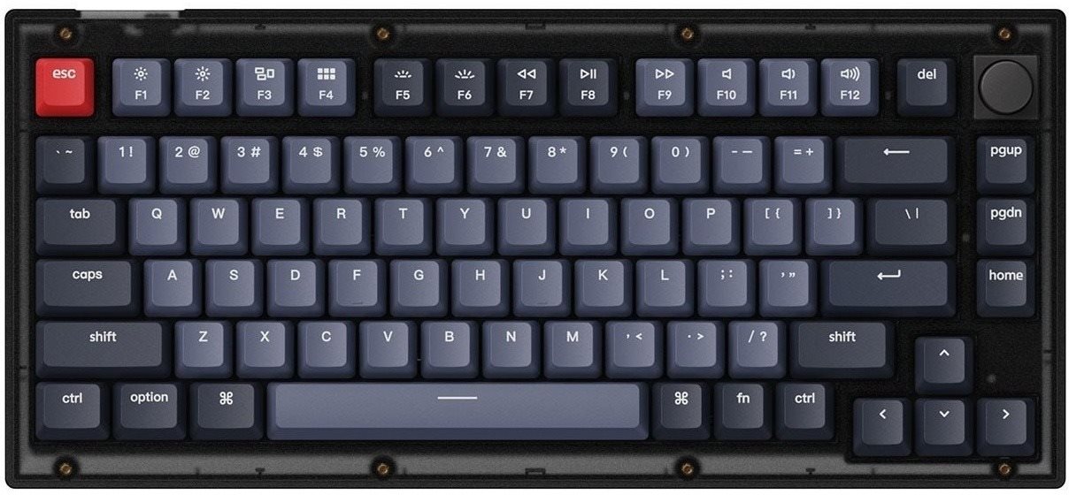 Keychron V1 Knob Hot-Swappable Red Switch - Frosted Black - US...