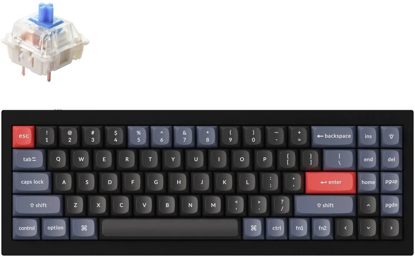Keychron QMK Q7 70% Gateron G Pro Hot-Swappable Blue Switch...