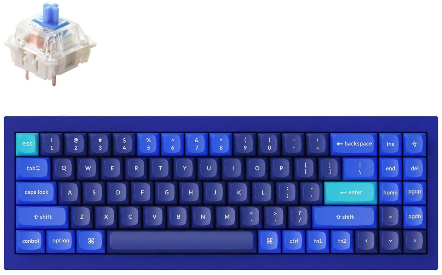 Keychron QMK Q7 70 % Gateron G Pro Hot-Swappable Blue Switch...