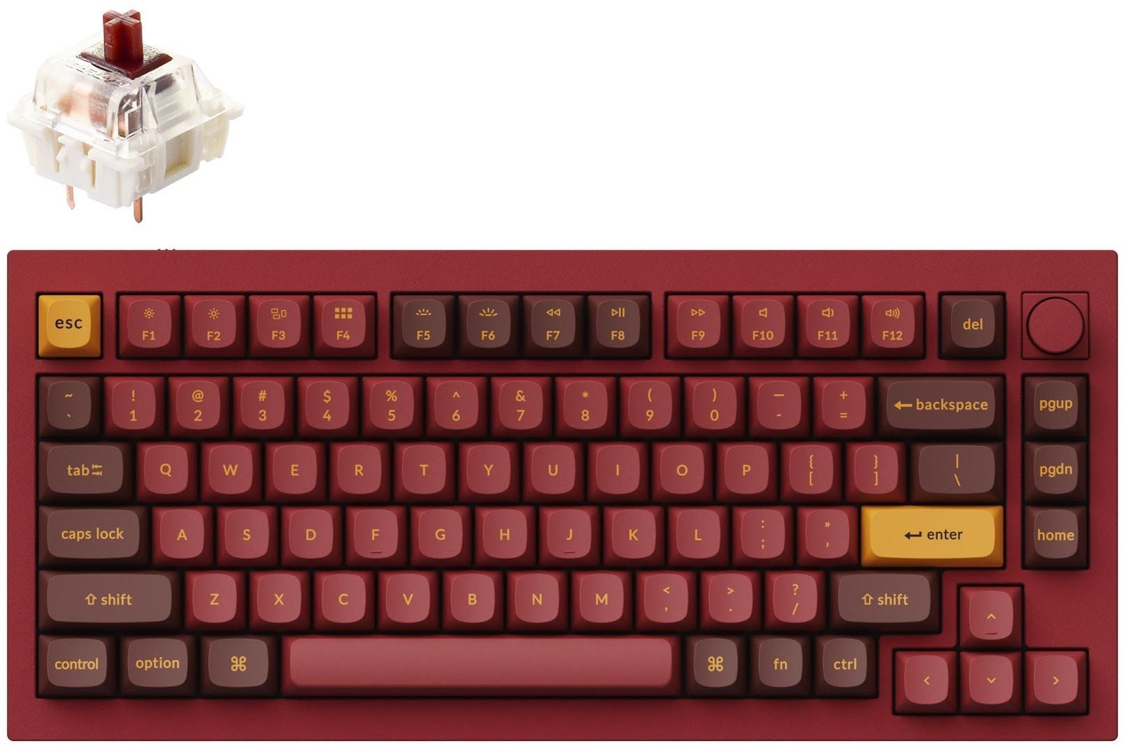 Keychron Q1 Swappable RGB Backlight Brown Switch Knob Version - Red...