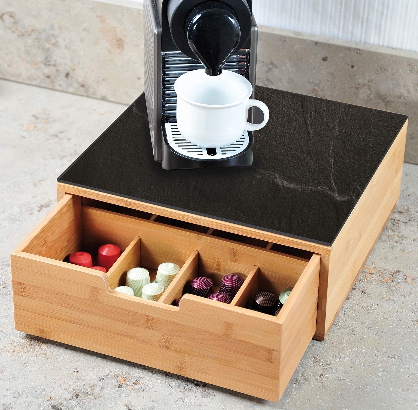 Kesper Box für Kaffeekapseln / Teebeutel, Bambus Organizer