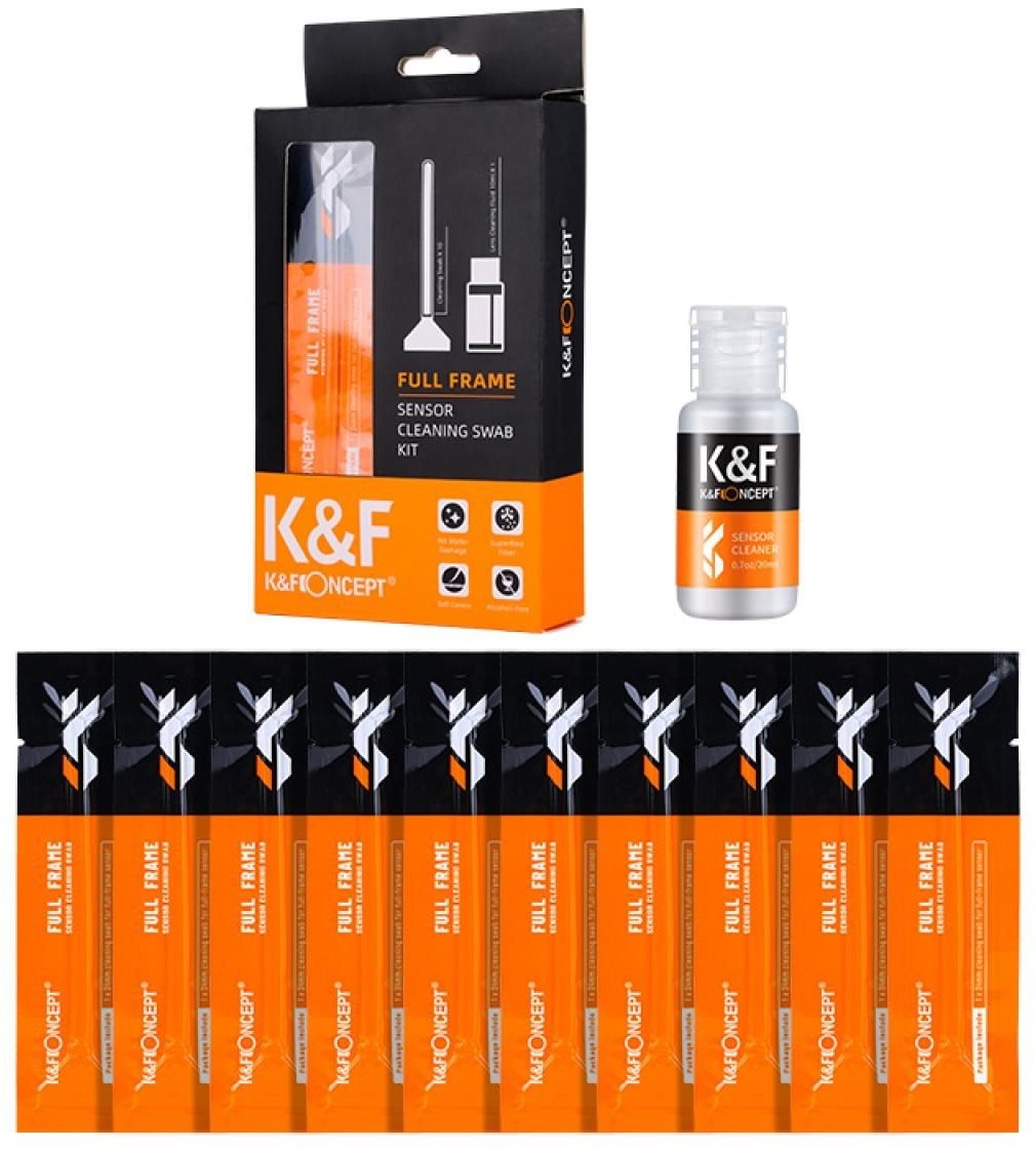 K&F Concept Fullframe Sensor Cleaning Set (10 lingettes + 20 ml de...