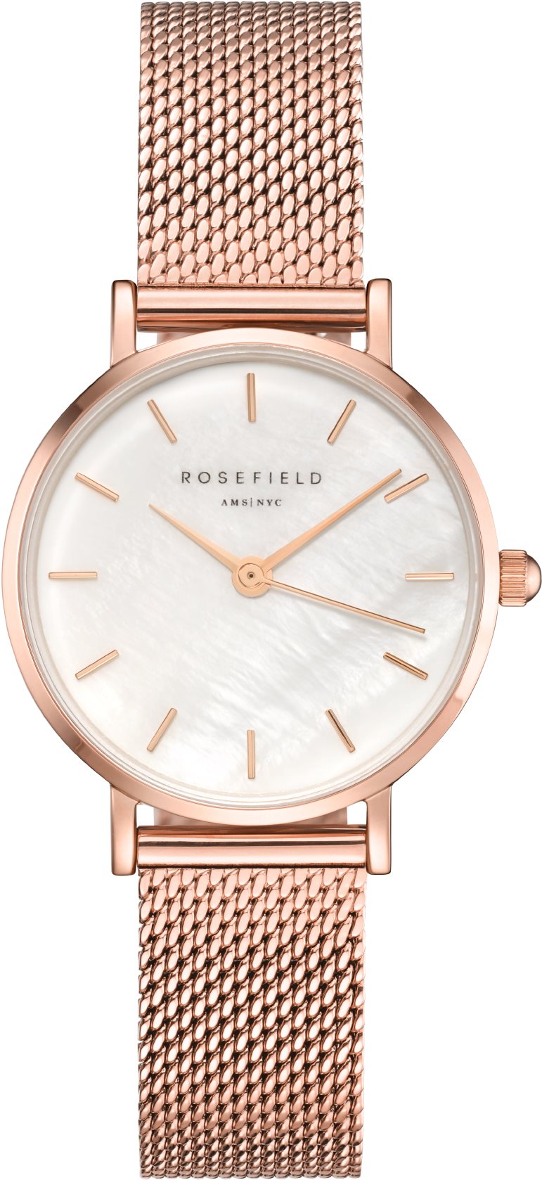 ROSEFIELD The Small Edit Rose gold mesh bracelet Dámske hodinky