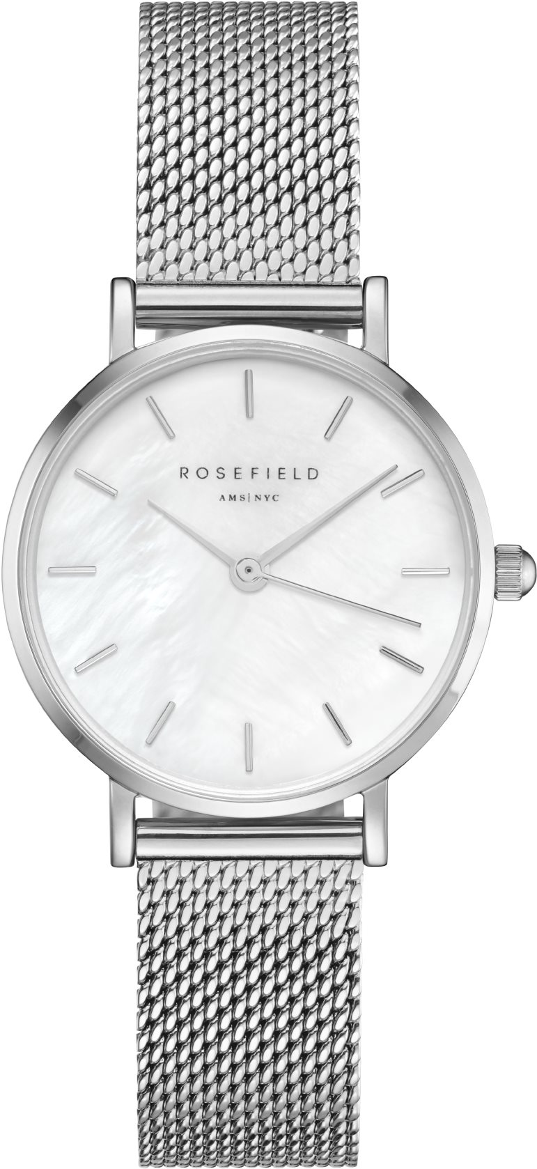 ROSEFIELD The Small Edit Silver mesh bracelet Dámske hodinky