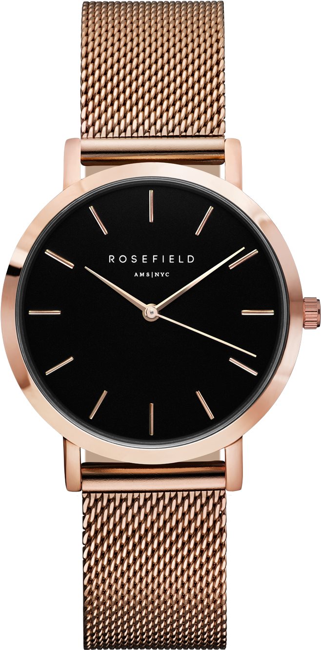 ROSEFIELD The Mercer Black Rose Gold Dámske hodinky
