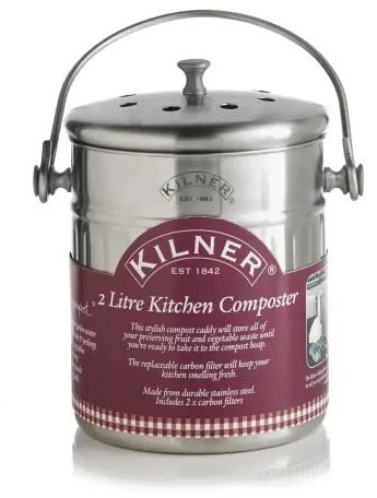 KILNER Komposztáló 19 × 14 cm 2 l rozsdamentes acélból Tárolóedény