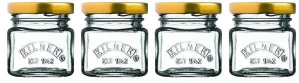 KILNER Zavařovací sklenice s víčkem 4 × 55 ml set hranaté Befőttes...