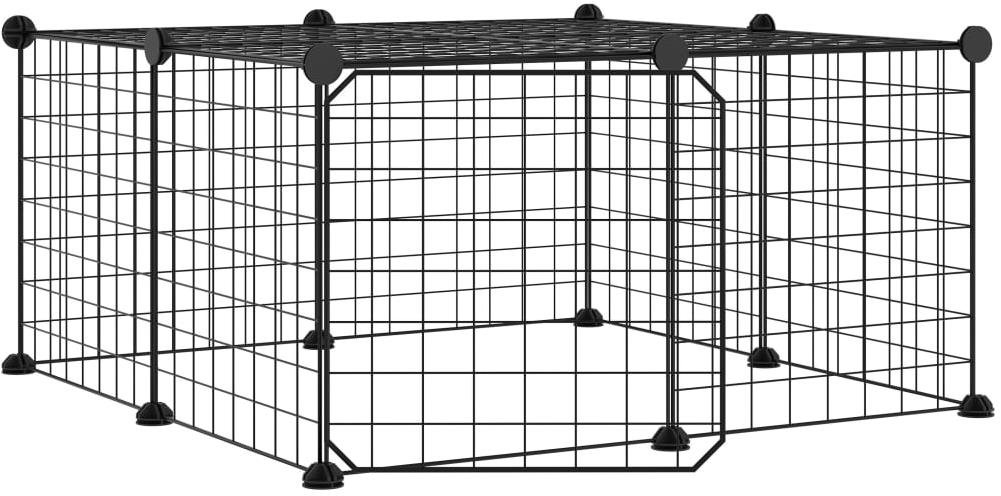 SHUMEE 12-panelová ohrádka pre zvieratá s dvierkami čierna 35 × 35...