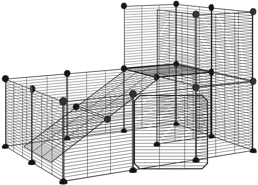 SHUMEE 20-panelová ohrádka pre zvieratá s dvierkami čierna 35 × 35...
