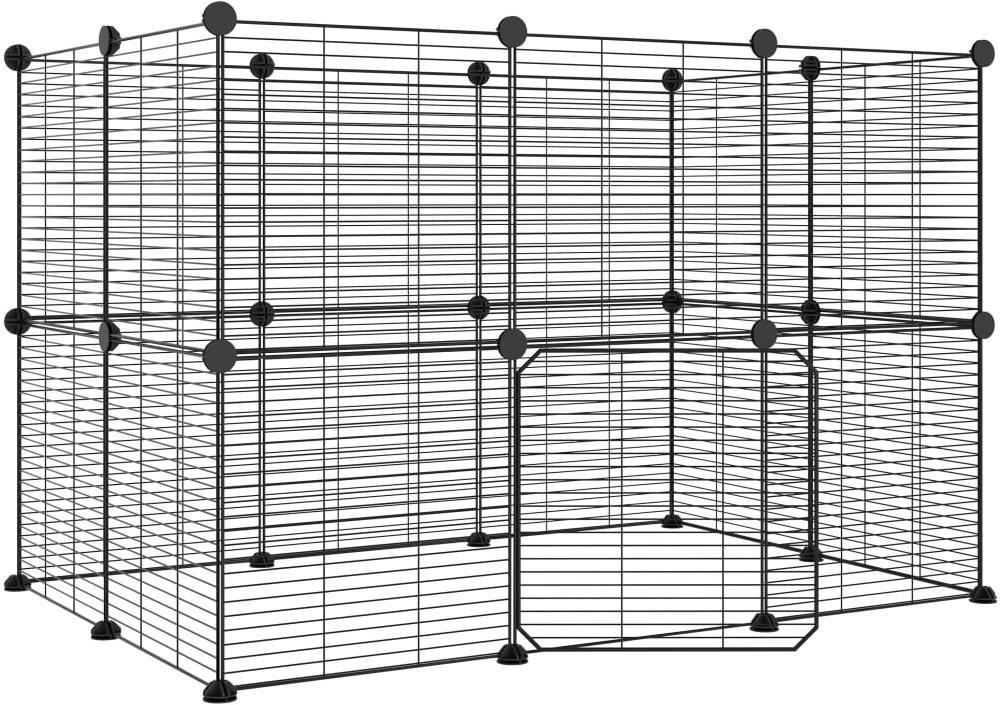 SHUMEE 20-panelová ohrádka pre zvieratá s dvierkami čierna 35 × 35...