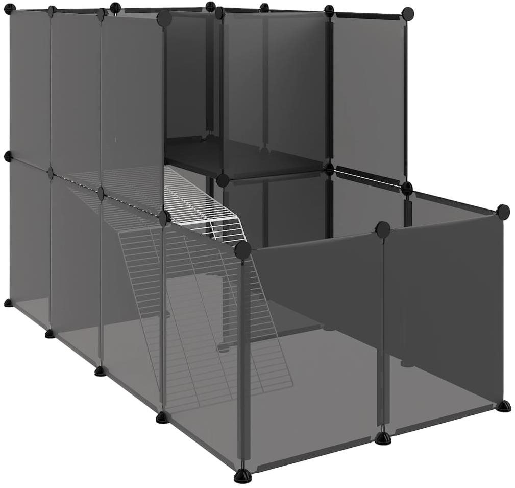 SHUMEE Klietka pre malé zvieratá čierna 142 × 74 × 93 cm PP a oceľ...