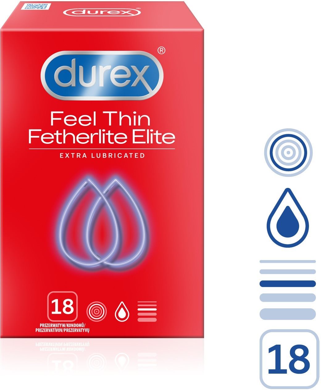 DUREX Feel Thin Extra Lubricated 18 ks Kondómy