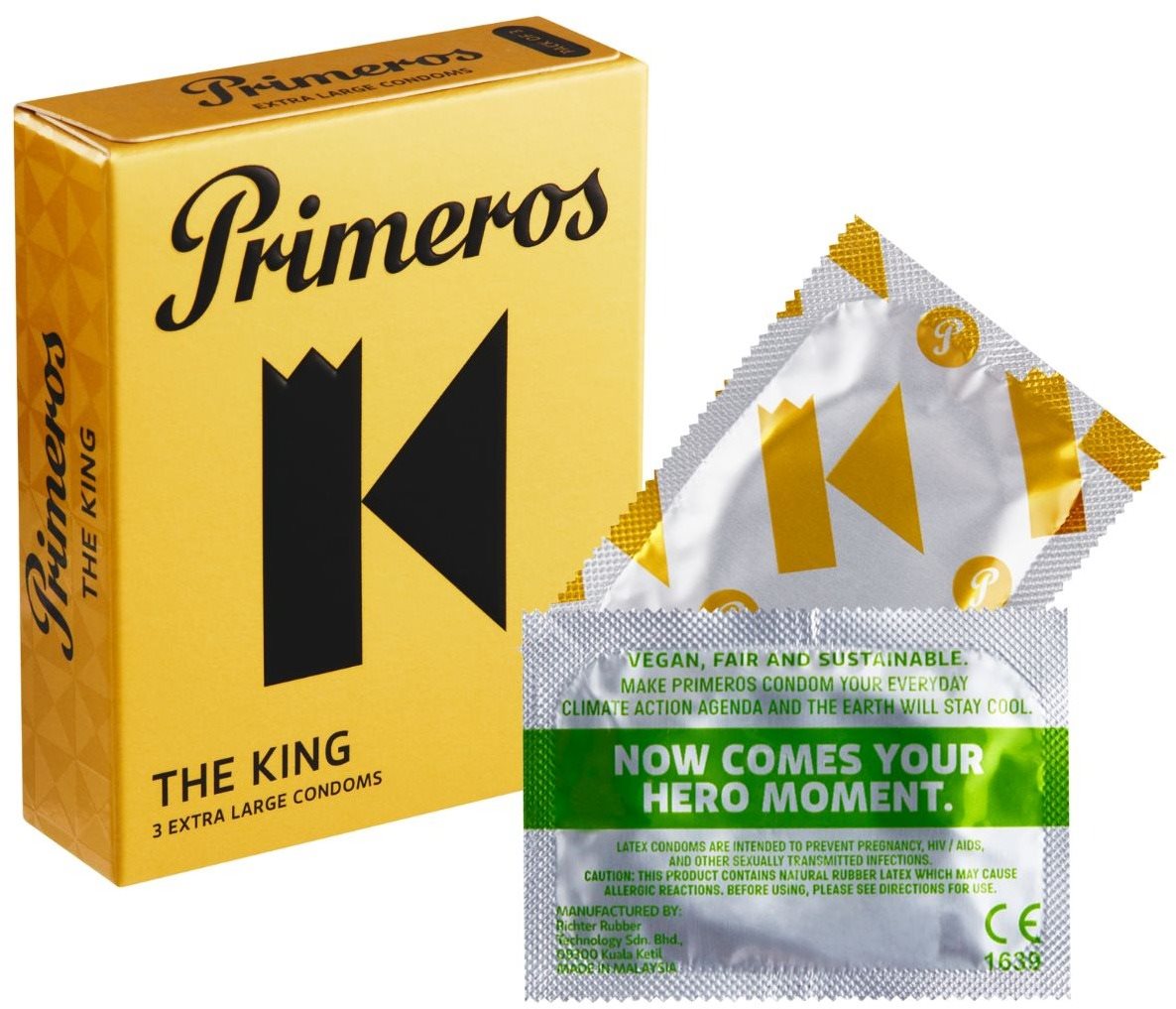 PRIMEROS King Size extra nagy méretű óvszer, 3 db Óvszer