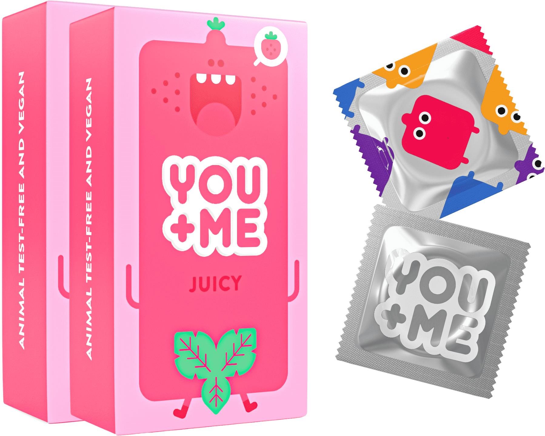 YOU ME Juicy óvszer lédús eper aromával, 2×12 db Óvszer