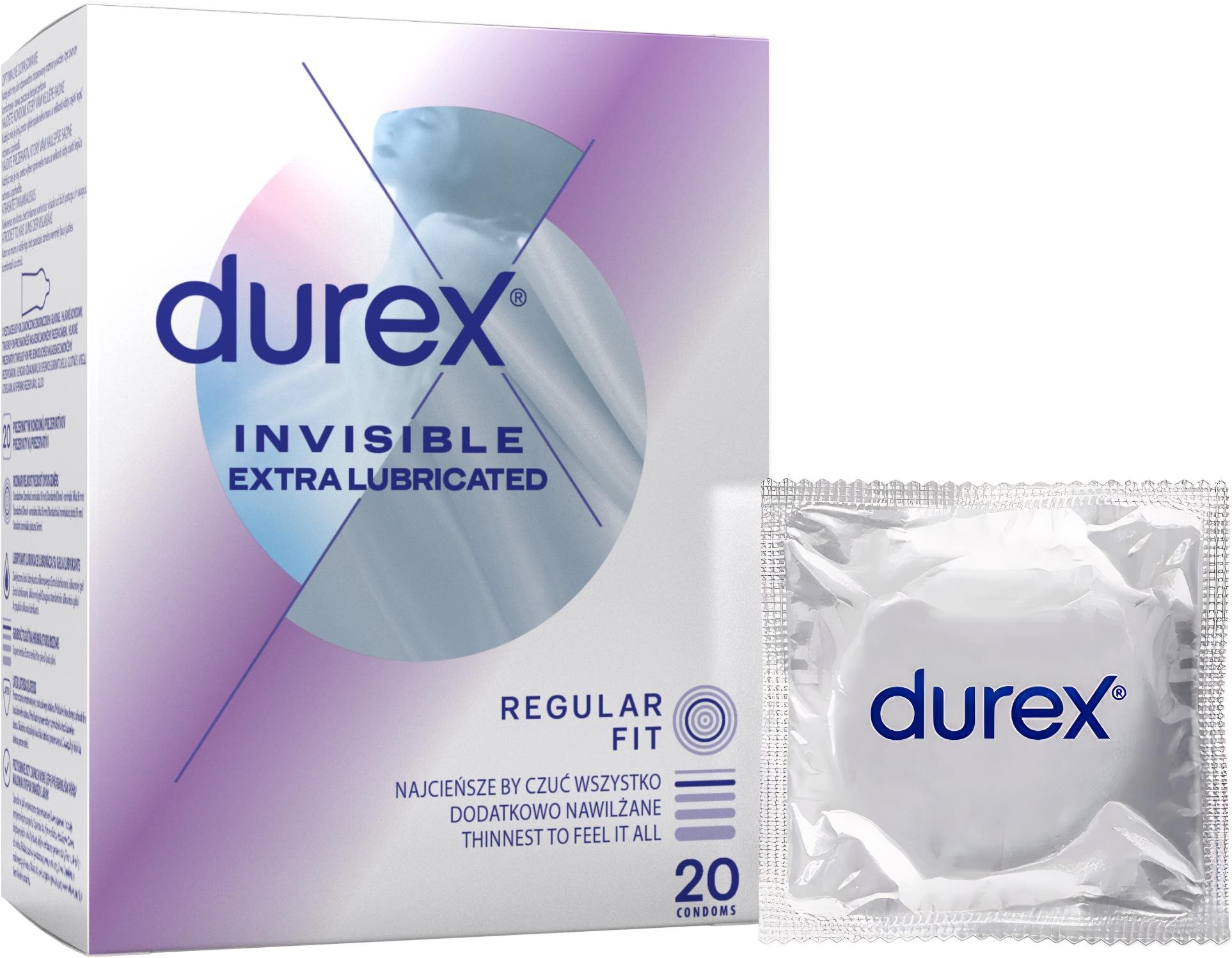 DUREX Invisible Extra Lubricated - 20 db Óvszer