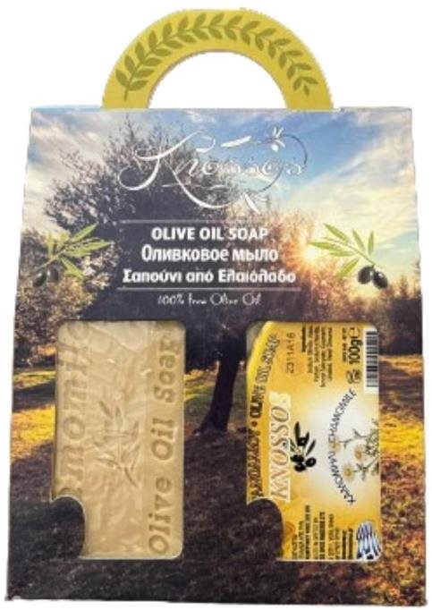 KNOSSOS Darčeková súprava Olivové mydlo s vôňou harmančeka 100 g, 2...