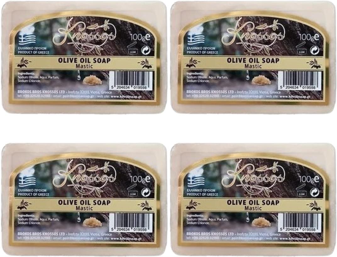 KNOSSOS Řecké olivové mýdlo s vůní pryskyřice 100 g 4 ks Tuhé mýdlo