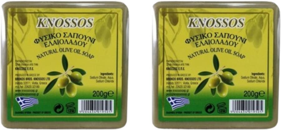 KNOSSOS Grécke olivové mydlo prírodné zelené 200 g 2 ks Tuhé mydlo