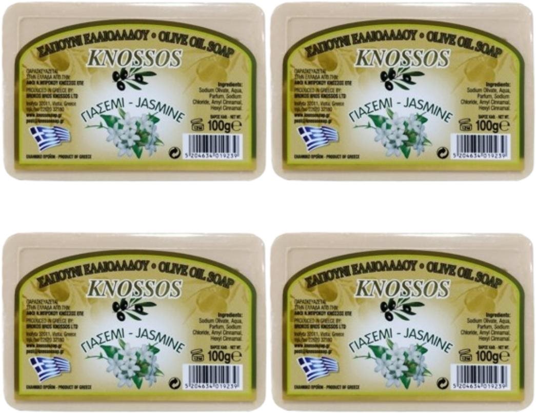 KNOSSOS Řecké olivové mýdlo s vůní jasmínu 100 g 4 ks Tuhé mýdlo