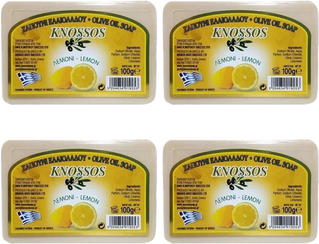 KNOSSOS Grécke olivové mydlo s vôňou citróna 100 g 4 ks Tuhé mydlo