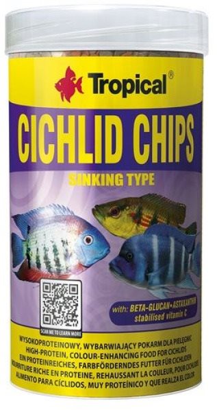 Tropical Cichlid Chips 1000 ml 520 g Krmivo pre akváriové ryby