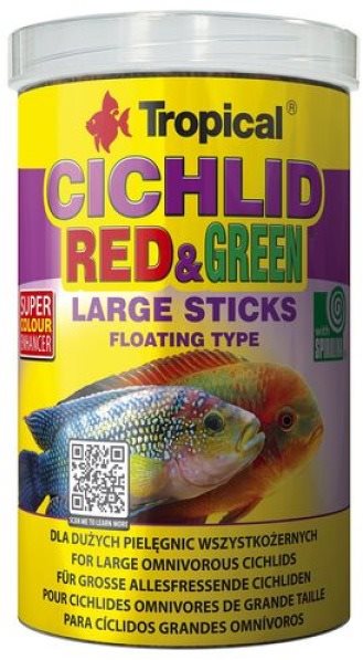 Tropical Cichlid Red & Green Sticks L 1000 ml 300 g Krmivo pre...