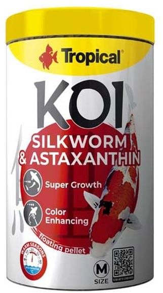 Tropical Koi Silkworm & Astaxanthin Pellet M 1 l 320 g Krmivo pre...