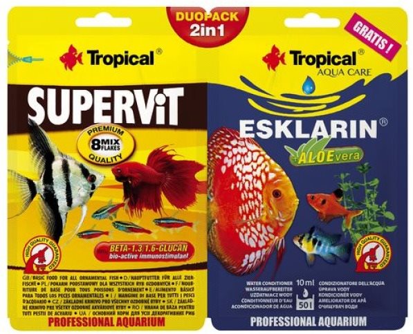 Tropical 2in1 Supervit 12 g + Esklarin 10 ml Krmivo pre akváriové...