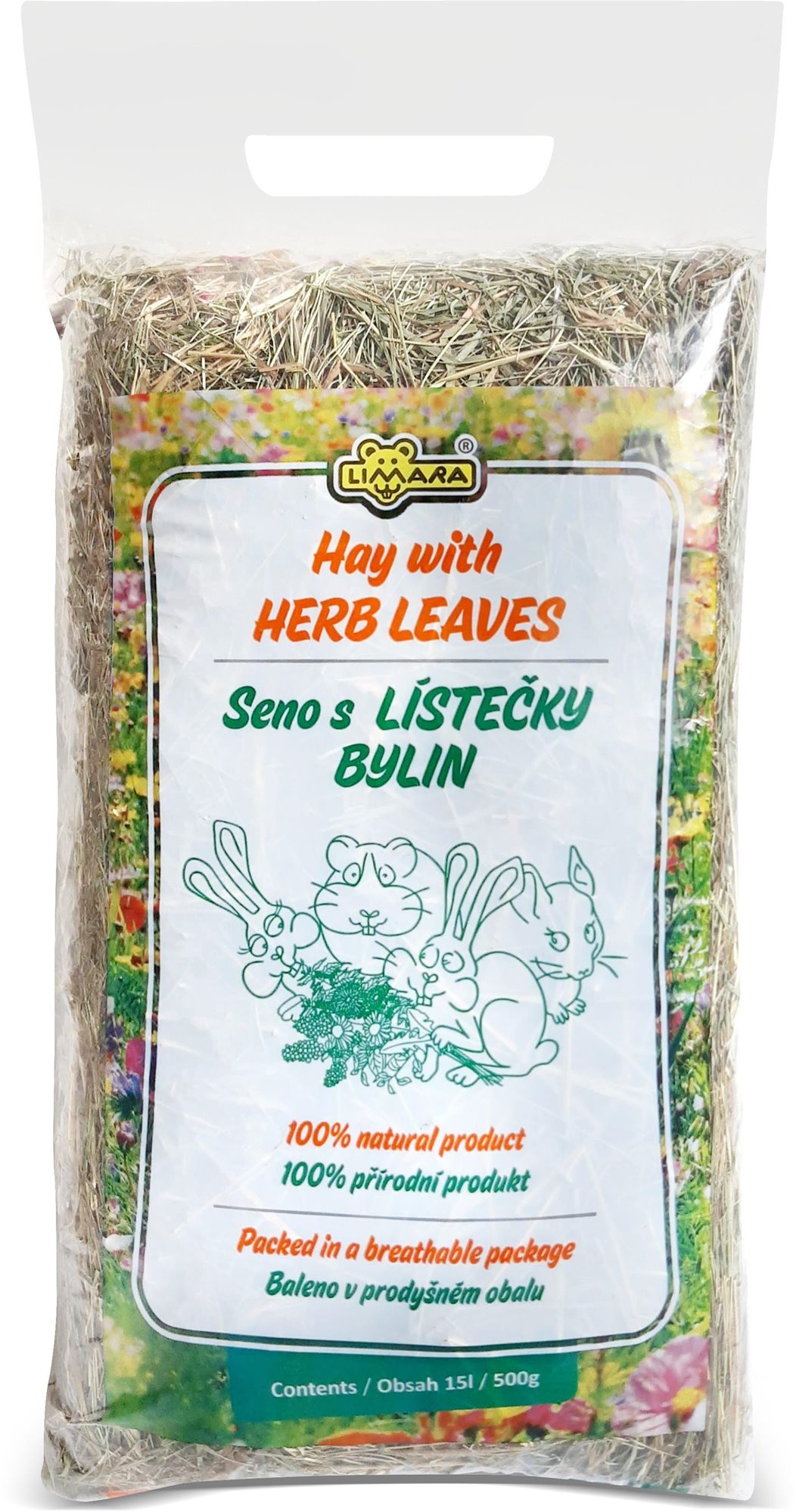 Limara Seno s lístočkami bylín 15 l Krmivo pre hlodavce