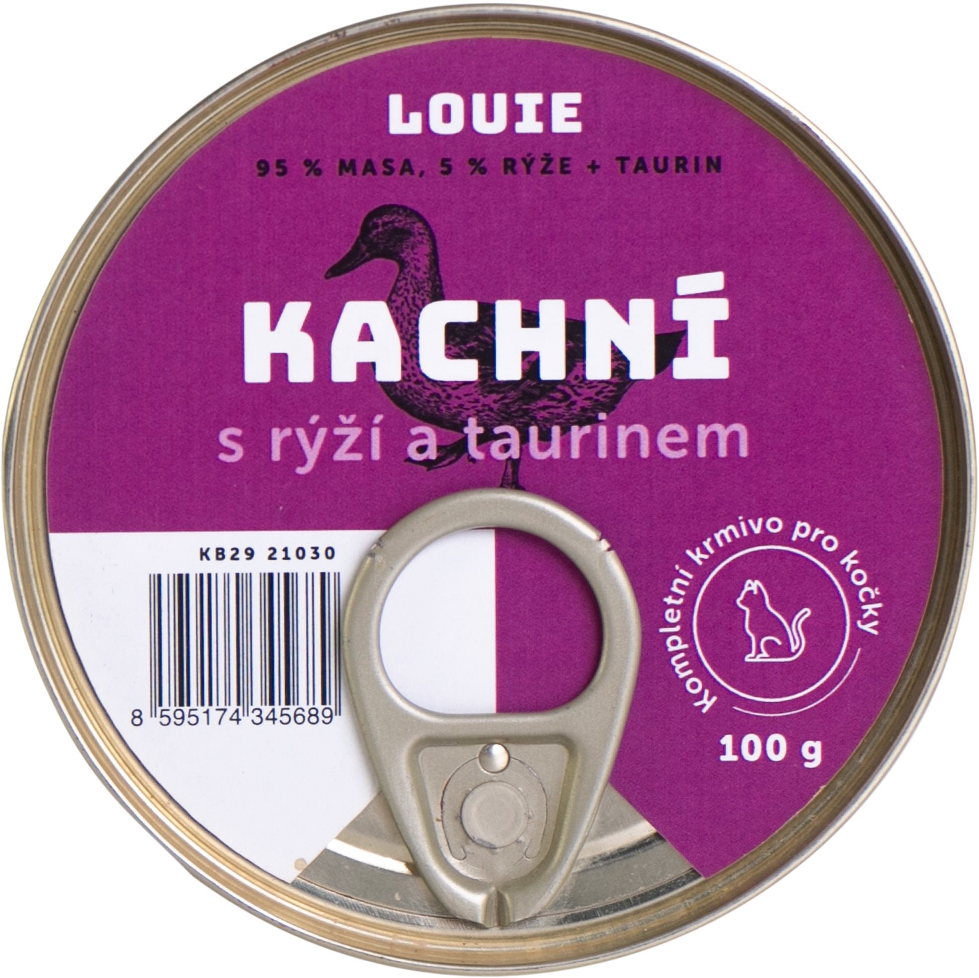 LOUIE Kompl. krmivo pre mačky - kačacie (95 %) s ryžou (5 %) a...