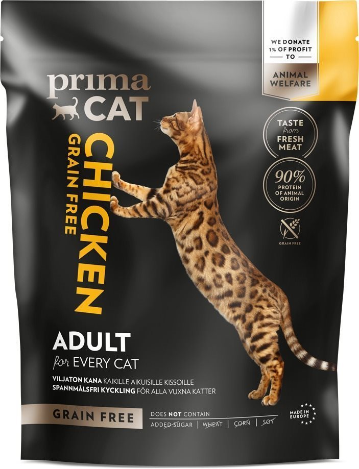 PrimaCat Kurča, bez obilovín, pre dospelé mačky 1,4 kg Granule pre...