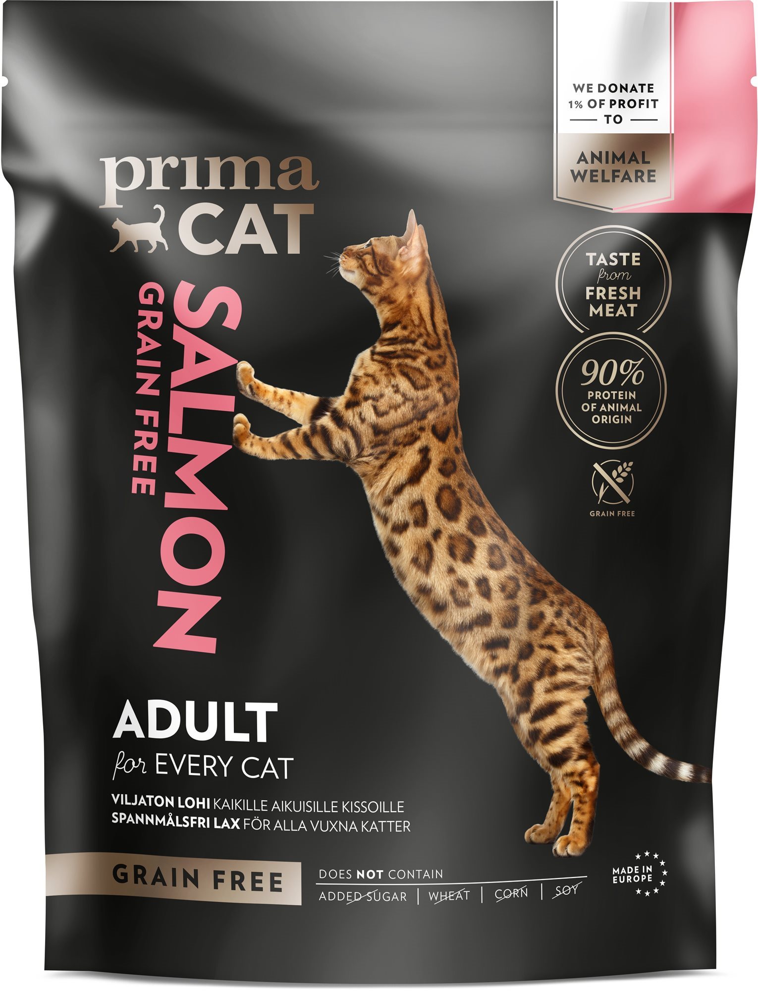 PrimaCat Losos, bez obilnín, pre dospelé mačky 400 g Granule pre...