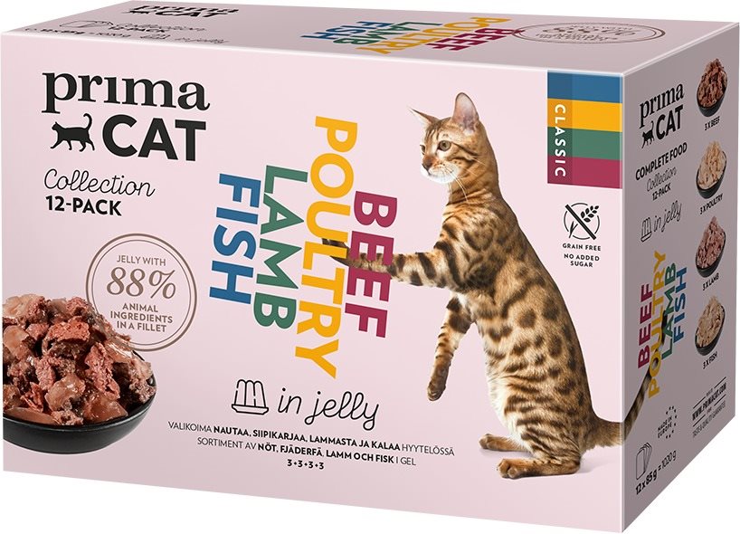 PrimaCat klasik multipack 12× 85 g v želé Kapsička pre mačky