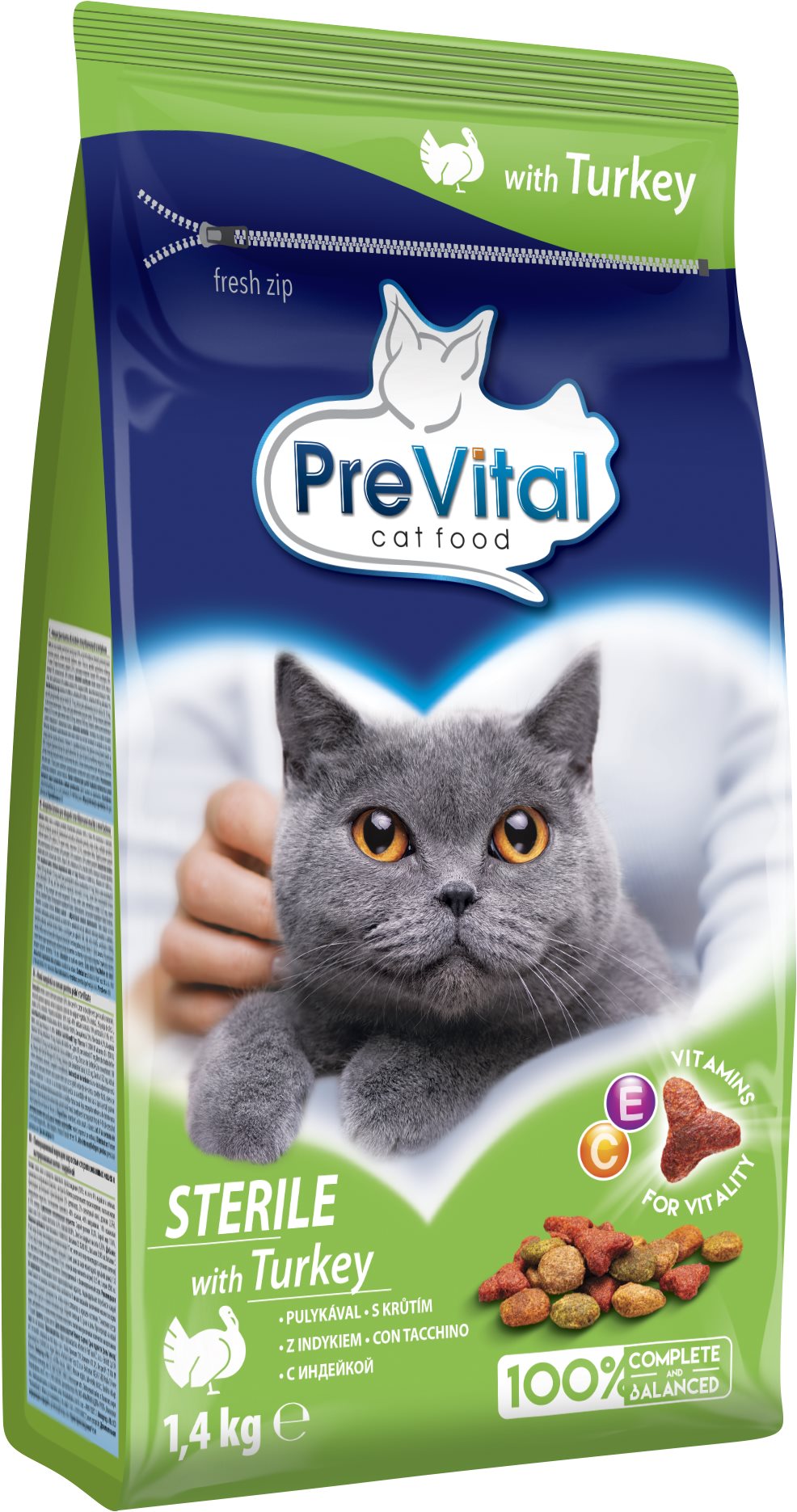 PreVital granule s morčacím pre sterilizované mačky 1,4 kg Granule...