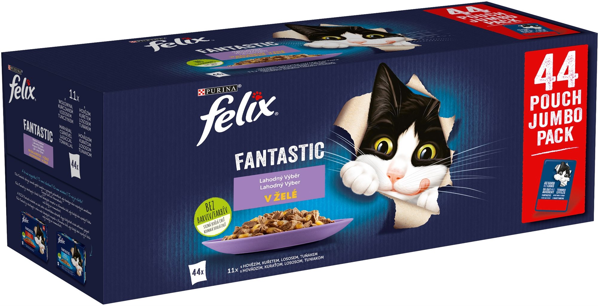 Felix Fantastic s hovädzím, kuraťom, lososom, tuniakom v želé, 44×...