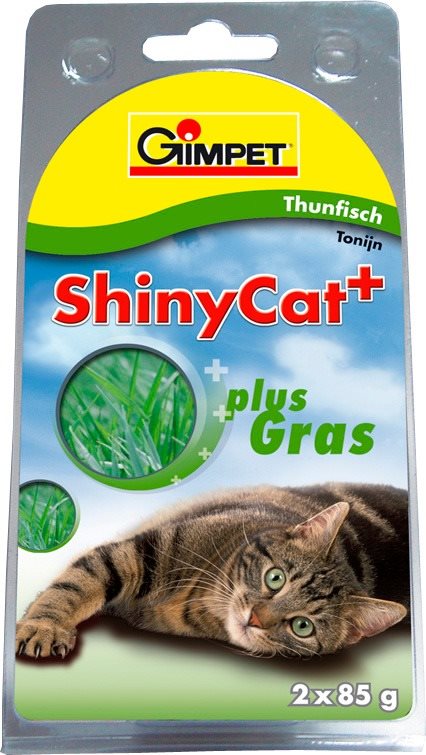 GimCat Shiny Cat tuniak tráva 2× 70 g Vanička pre mačky