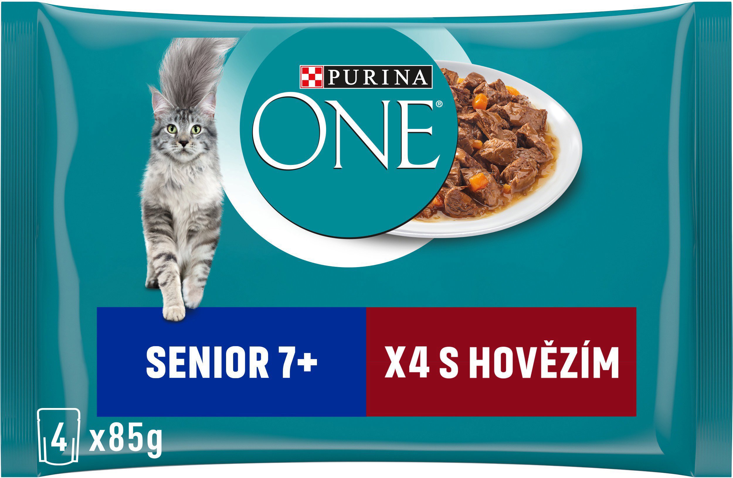 Purina ONE Senior 7+ minifiletky s hovädzím a mrkvou v šťave 4× 85...