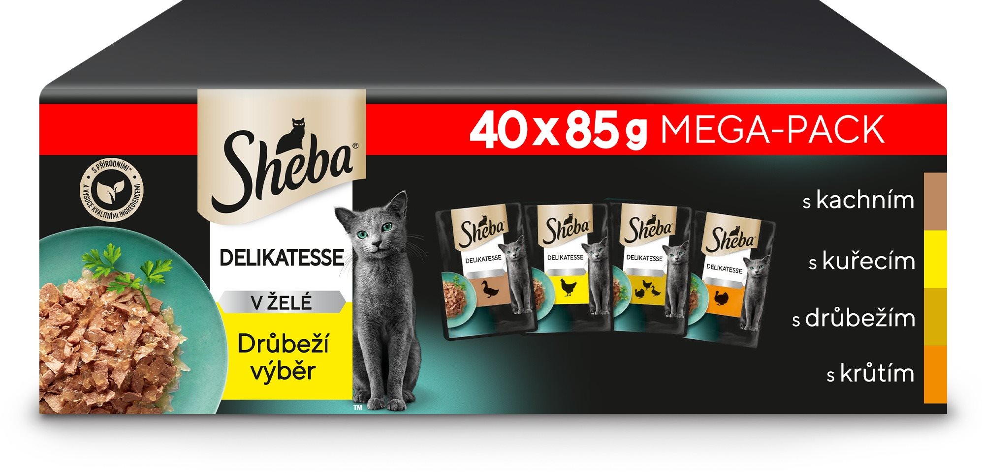 Sheba kapsičky hydinový výber v želé pre dospelé mačky 40× 85 g...