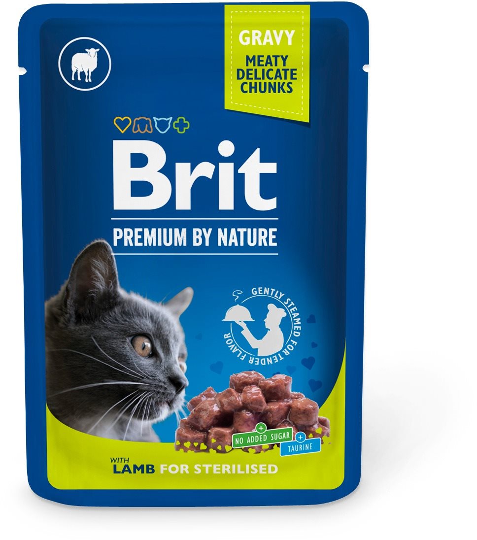 Brit premium cat pouches Lamb for Sterilised 100 g Kapsička pre mačky