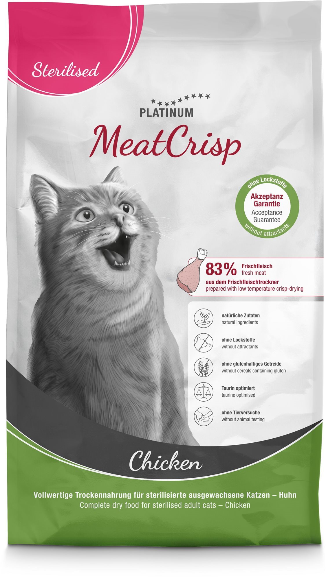 Platinum MeatCrisp Sterilised kura pre kastrované mačky 1,5 kg...