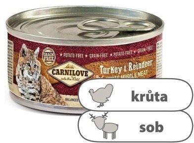 Carnilove WMM Turkey & Reindeer for Adult Cats 100 g Konzerva pre...