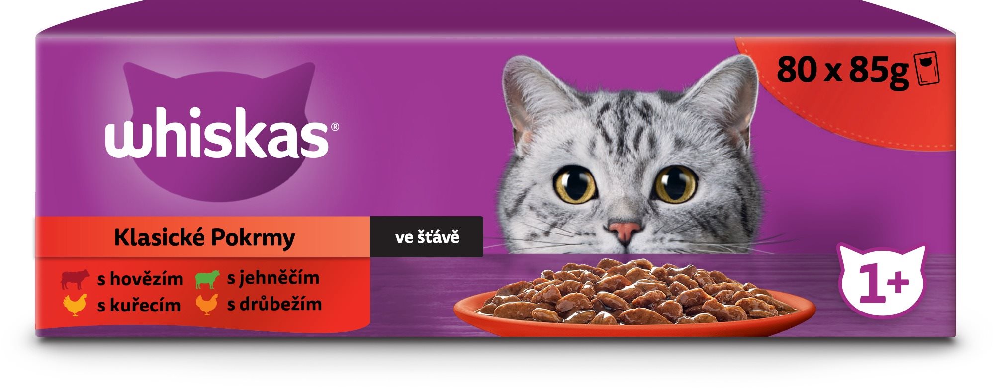 Whiskas kapsičky klasický výber v šťave pre dospelé mačky 80 × 85 g...