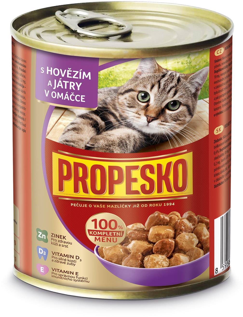 Propesko kúsky mačka hovädzie, pečeň v omáčke 830 g Konzerva pre...