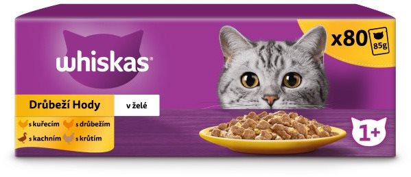 Whiskas kapsičky hydinový výber v želé pre dospelé mačky 80 × 85 g...