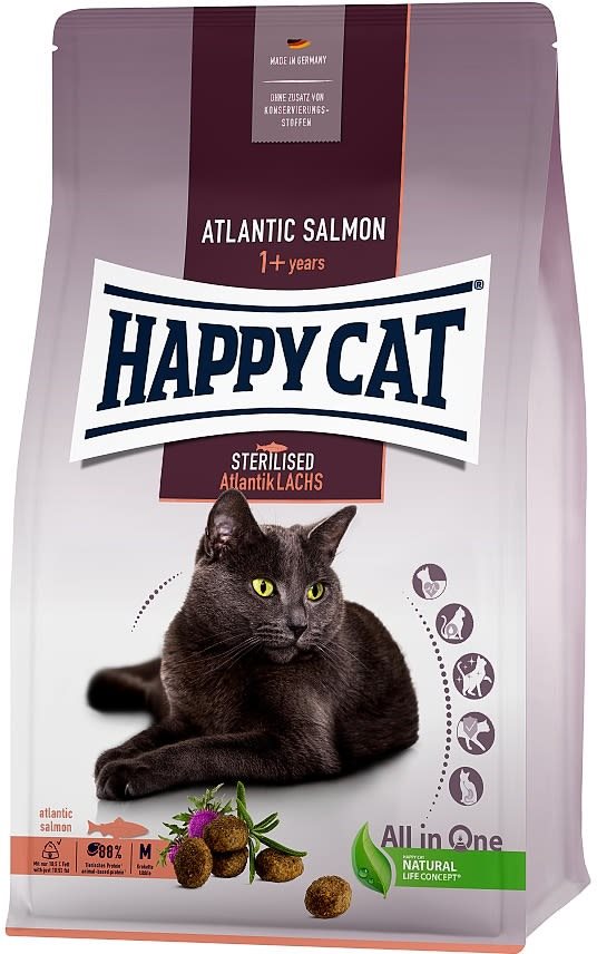 Happy Cat Sterilised Atlantik-Lachs 4 kg Granule pre mačky