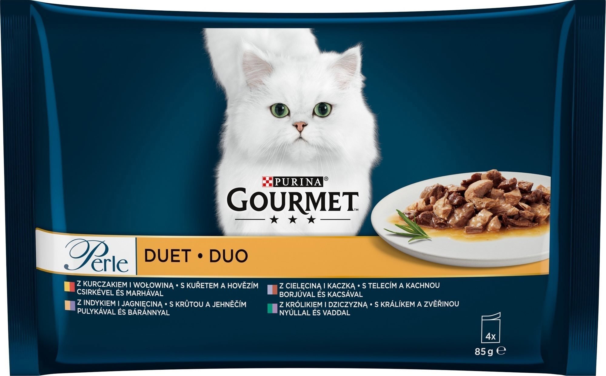 Gourmet Perle Duo multipack mäsový výber 4× 85 g Kapsička pre mačky