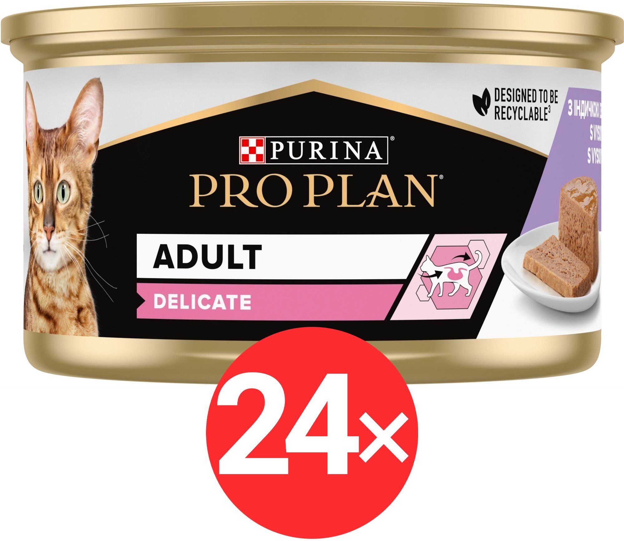 Pro Plan cat delicate morčacie kúsky v paštéte 24× 85 g Konzerva...