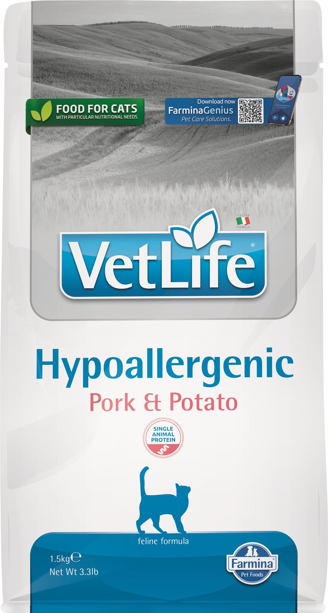 Vet Life Natural CAT Hypo Pork & Potato 1,5 kg Diétne granule pre...