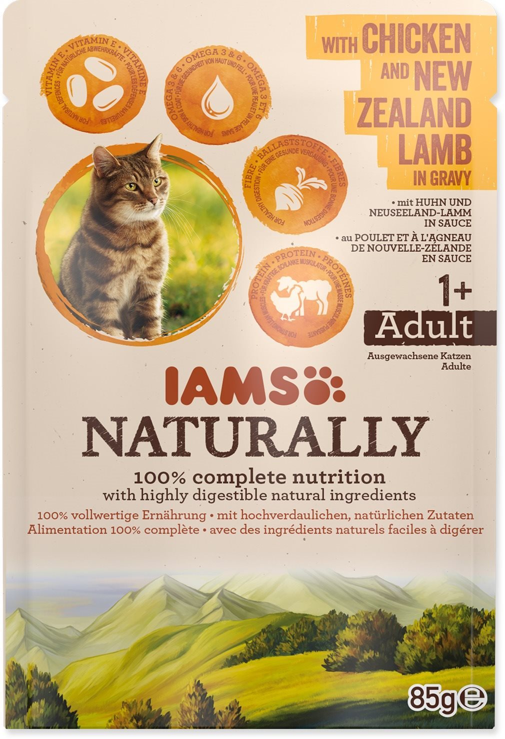IAMS Naturally Kapsička kura & jahňacie v omáčke 85 g Kapsička pre...