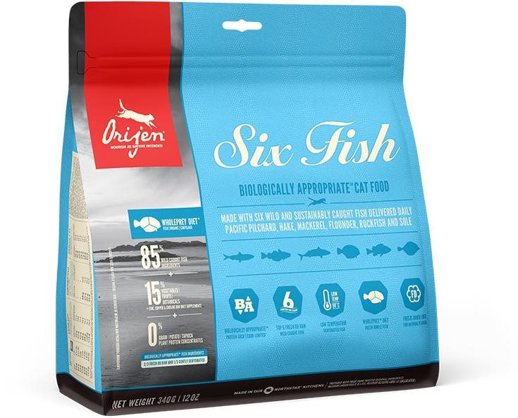 Orijen Six Fish Cat 340 g Granule pre mačky